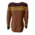 thumbnail image 5 of Tuphregyow Women Pullover Sweater Top Stripe Print Trendy Oversized Fuzzy Party Outdoor Chunky Warm Knit Sweater Casual Jumper Tops Crew Neck Long Sleeve Brown S, 5 of 5
