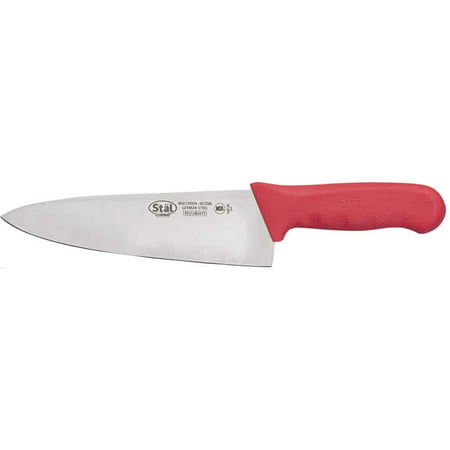 Winco KWP-80R, 8-Inch Stal High Carbon Steel Chefs Knife, Polypropylene Handle, Red,