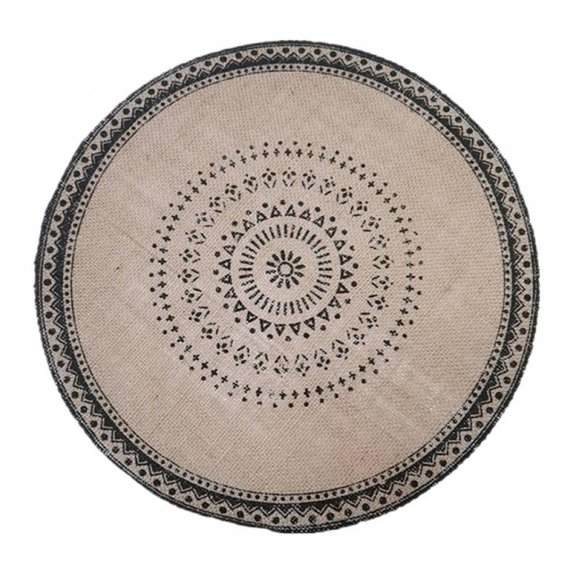 Xmarks Set of 4 Round Placemats for Wedding Party Supply, 15" Circle Burlap Placemats with Tassels, Mandala Boho Round Place Mats