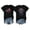 Black, variant on Short Sleeve T Shirt with Graphic Print and Distressed Denim Shorts Set for Women Casual Crew Neck Top and Shorts Outfit Black L