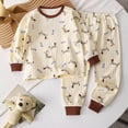 thumbnail image 2 of CAUYDY 10-12Y 13-14Y Teen Boy Pajamas Kid Outfits Fall Winter Long Sleeved Top Elastic Waist Pants 2 Piece Cute Set Children Boys Clothes Sizes 11-12 Years,Brown, 2 of 5