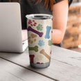 thumbnail image 4 of 20 Oz Paw Prints and Bones Coffee Tumbler Double Wall Insulated Stainless Steel Water Bottle | Metal Reusable Thermoses Flask with Cup Cap | Leak & Sweat Proof with Anti-Dust Lid, 4 of 7