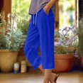 thumbnail image 6 of LAJPXKHY Capri Pants for Women Cotton Linen Summer Lightweight Thin Casual Elastic Drawstring Waist Straight Leg Capris with Pockets, 6 of 6