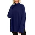 thumbnail image 3 of Sweaters for Women 2025 Fall Winter Long Sleeve Turtleneck Side Slit Loose Knit Jumper Top Womens Pullover Sweaters, 3 of 4