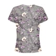 thumbnail image 5 of HAPIMO Women' Plus Size Elegant Pleated Blouses Round Neck Tees Flowy Summer Tops for Women Casual Loose Flower Print Tops Fashion Clothes Dressy Tunic Multicolor XL, 5 of 6