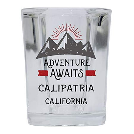 

Calipatria California Souvenir 2 Ounce Square Base Liquor Shot Glass Adventure Awaits Design