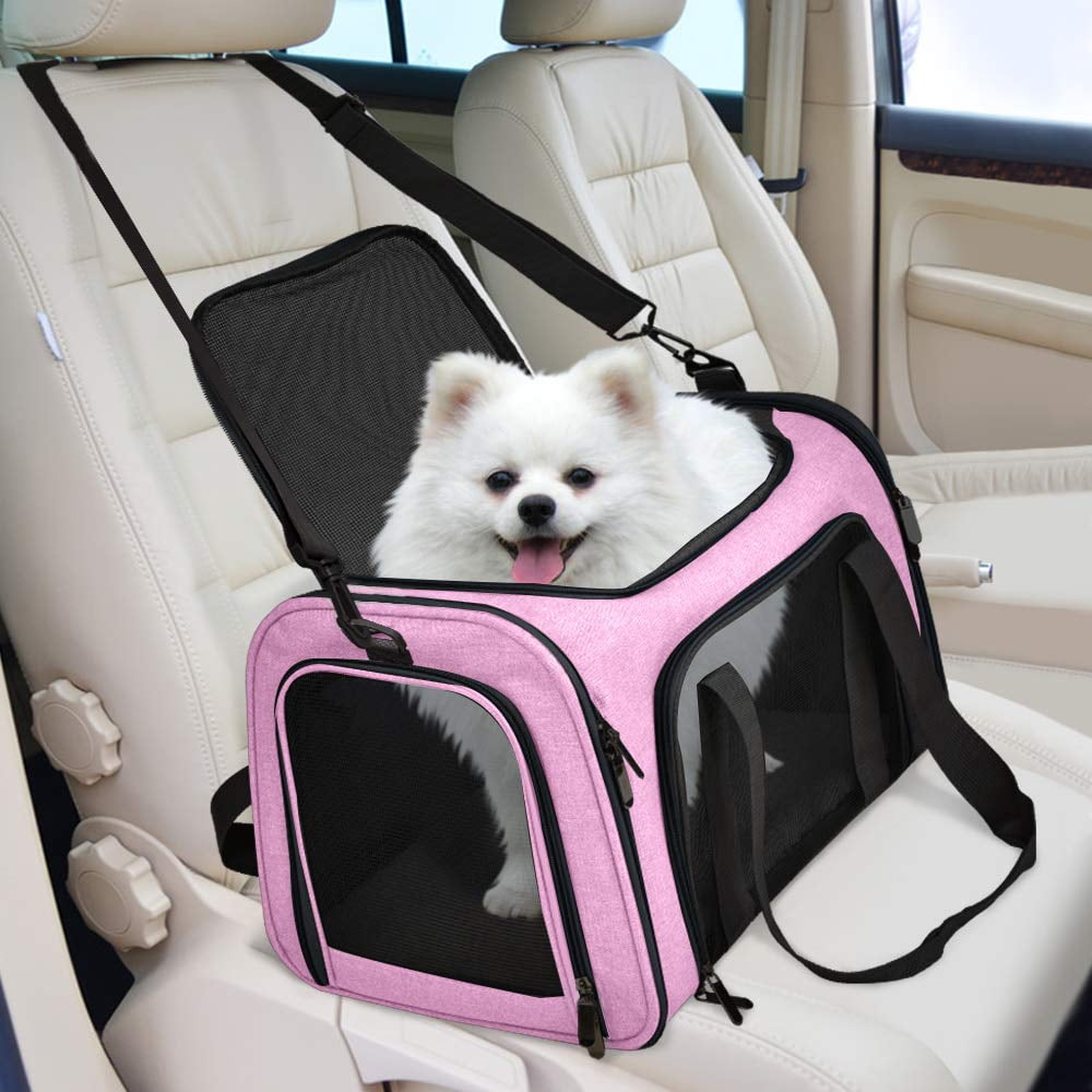 Cat, Dog Carrier for Small Medium Cats Puppies up to 15 Lbs, TSA Airline Approved Carrier Soft Sided, Collapsible Travel Puppy Carrier - Grey