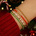 thumbnail image 2 of Christmas Bracelet for Women - Boho Stackable Beaded Bracelet with Gold, Red, Green & White Beads, Holiday Party Jewelry Gift, 2 of 5