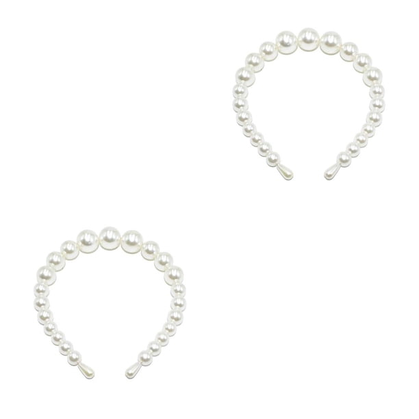 Diadema blanca Qarigey resistente al desgaste estilo Simple elegante con 4 perlas grandes 18mm