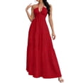 thumbnail image 2 of Gamivast Linen Backless Dresses for Women Deep V Neck Halter Sleeveless Flowy Tiered Maxi Dress Flattering Elegant Evening Dress formal Party Event, 2 of 6
