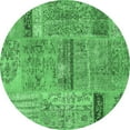 thumbnail image 1 of Ahgly Company Indoor Round Patchwork Emerald Green Transitional Area Rugs, 8' Round, 1 of 4