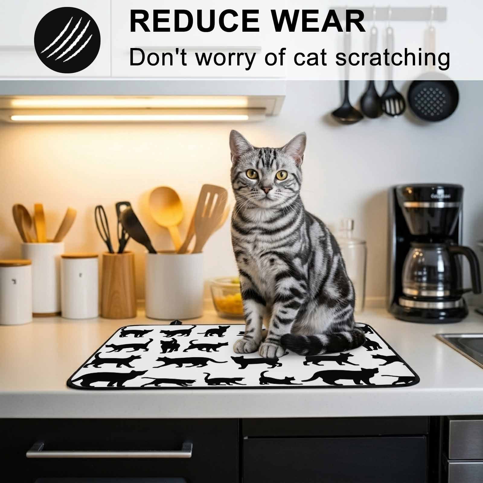 Black Cat Stove Top Cover for Electric Stove, Heat-proof & Non Slip Glass Top Stove Cover Protector, Modern Cartoon Animals Minimalist Kitchen Flat Cooktop Rubber Mat 24x21 Inches