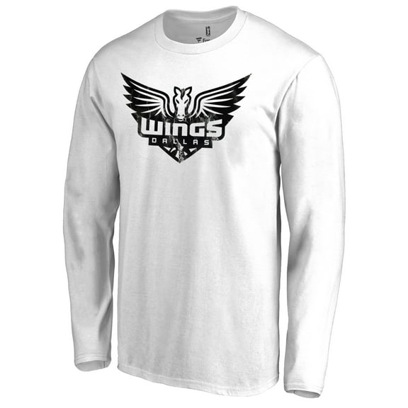 Men's White Dallas Wings Marble Long Sleeve T-Shirt