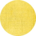 thumbnail image 1 of Ahgly Company Machine Washable Indoor Round Solid Yellow Modern Area Rugs, 7' Round, 1 of 4
