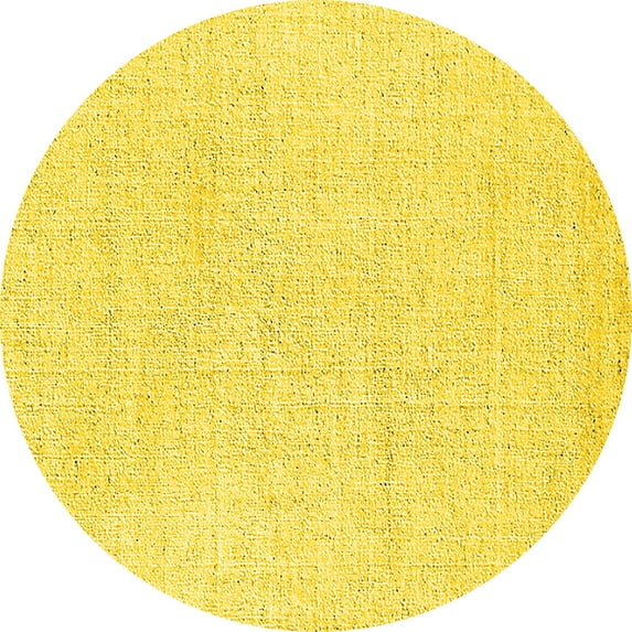 Ahgly Company Machine Washable Indoor Round Solid Yellow Modern Area Rugs, 7' Round