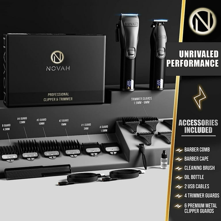 NOVAH Cordless Hair Trimmer and Clipper Set for Men 18 Piece