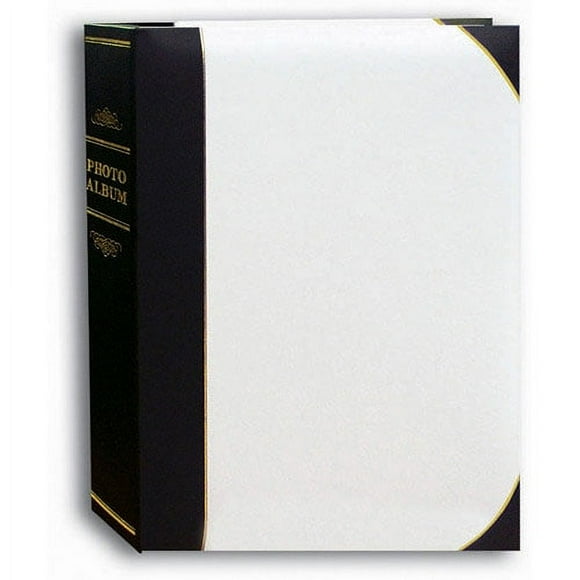 Pioneer Photo Albums 50-Pocket White and Black Ledger Style Leatherette Cover Photo Album for 5 by 7-Inch Prints