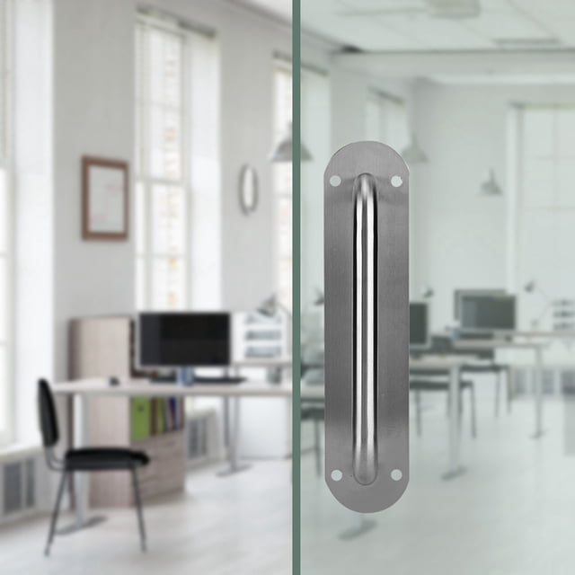 Poignée de Porte, Poignées de Porte à Pousser avec Plaque Arrière, Poignée en Acier Inoxydable à Tirer et Pousser avec Vis (Ovale)