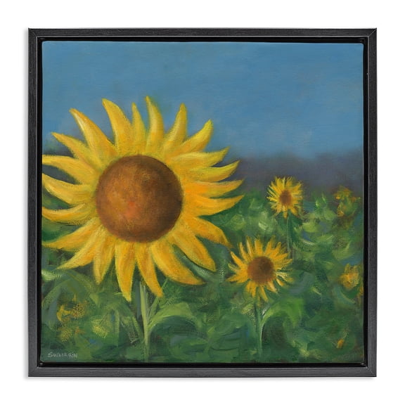 Stupell Industries Cottage Mellow Sunflower Garden Black Floating Frame Canvas Art, 18 x 18, by David Swanagin