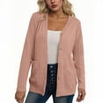 thumbnail image 2 of GERsome Long Sleeve Cardigan for Women Soft Basic Knit Cardigan Solid Color Open Front Button Down Lightweight Casual Sweater with Pockets Fall Outwear Pink S-2XL, 2 of 4