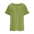 thumbnail image 4 of loopsun Plus Size Tops for Womens,Womens Summer Tops,Plus Size Tops For Women Sexy V-Neck Blouse Solid Casual Loose Summer Short Sleeve Blouse Green L, 4 of 4