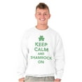 thumbnail image 3 of Keep Calm Shamrock On St Patrick's Sweatshirt for Men or Women Brisco Brands M, 3 of 6