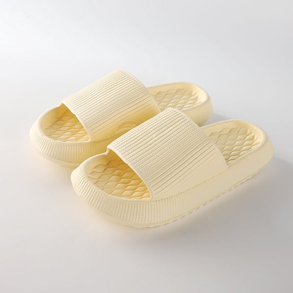 Nvzi-a Pillow Slippers for Women and Men Non Slip Quick Drying Shower Slides Bathroom Sandals ，Ultra Cushion ，Thick Sole（Size：42-43，Yellow）