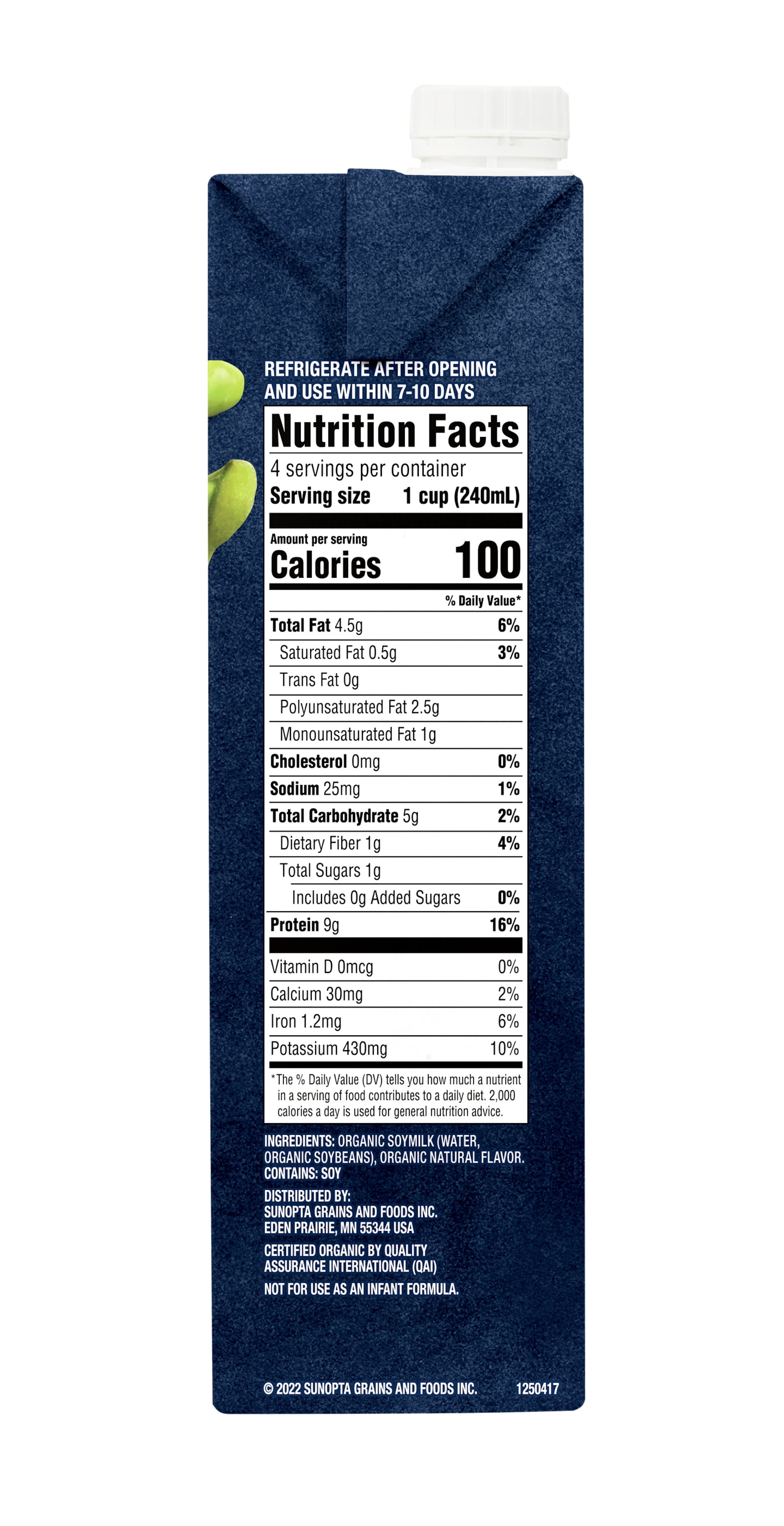 (4 pack) West Life Organic Unsweetened Vanilla Soymilk, Shelf-Stable, 32 fl oz