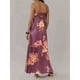 thumbnail image 5 of Vestido Maxi Floral para Mujer, Sin Mangas, Espalda Descubierta, Corte A, , Fluido, con Espalda Hueca y Tirantes Finos Marrón M, 5 of 8