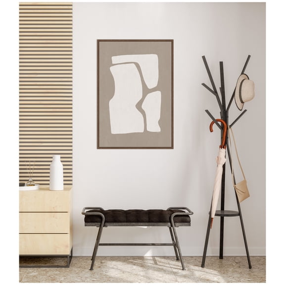 Kate and Laurel Framed Canvas Wall Art Print Organic Figures No. 2 by Gabrielly Guedes, 23 x 33 Sylvie Walnut Frame, Modern Contemporary, Abstract Art for Wall Decor