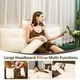 thumbnail image 4 of Faux Fur Headboard Pillow with 2 Roll Pillow, Large Triangular Headboard Bolster Rest Reading Pillow with Removable Cover (White Beige 1, King:76x8x20 Inches), 4 of 16