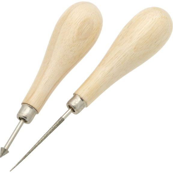 2 Piece Diamond Coated Bead Reamer Set With Wooden Handles