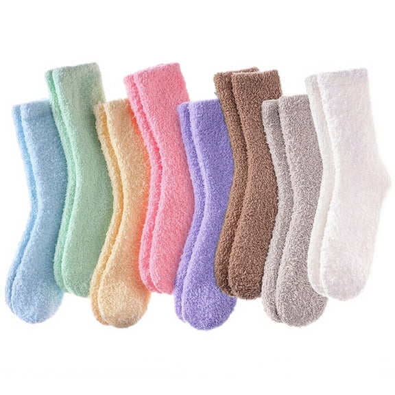 8 Pairs Women Warm Fluffy Fuzzy Socks, Microfiber Home Sleeping Slipper Socks