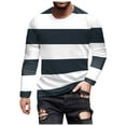 thumbnail image 3 of PIWHJQK Men Long Sleeve Athletic Shirts Undershirts Men Stripe Print Sport Athletic Long Sleeve Crew Neck T Shirt Casual Shirts, 3 of 6