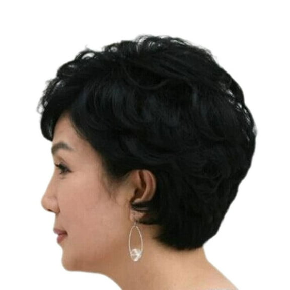 Soug New Women's Short Hair Wig Natural Loose Short Curly Hair, Mom Full Head Wig C4 New