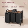 thumbnail image 2 of Nordic Hygge 3-Bag Laundry Sorter with Storage Shelf, Ink Black & Rustic Brown, 2 of 6