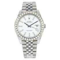 Pre-Owned Rolex Datejust 126300 41MM White Dial And Diamond Bezel With Stainless Steel Jubilee Bracelet
