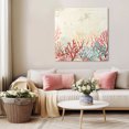 thumbnail image 5 of Red Coral Coastal Wall Art Painting on Canvas, Summer Beach Ocean Shells Starfish Turtle Canvas Art Home Prints Wall Art Framed Modern Artwork for Living Room Bedroom Wall Decor 12x12in, 5 of 9