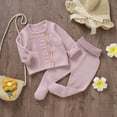thumbnail image 2 of Sngxgn Girl's 2 Piece Outfits Button Front Long Sleeve and Shorts Set(Pink,74), 2 of 9
