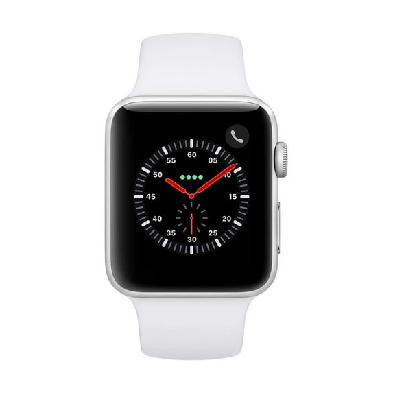 Restored Apple Watch Series 3 (GPS+Cellular, 42mm) - Silver - Aluminum Case - White Sport Band (Refurbished)