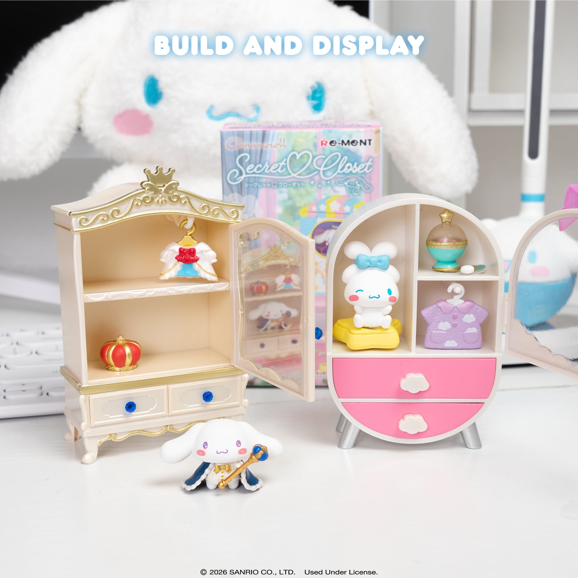 Hamee RE-MENT Hello Kitty and Friends Blind Box Diorama Miniature Figure Set for Birthday Gift, Party Favor, Collectible Figurine, Sanrio Fan (Cinnamoroll Secret Closet) – 6 Pc. (Full Set)