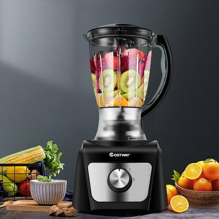 Costway - 8 Cup Food Processor 500W Variable Speed Blender Chopper w/ 3 Blades - Black