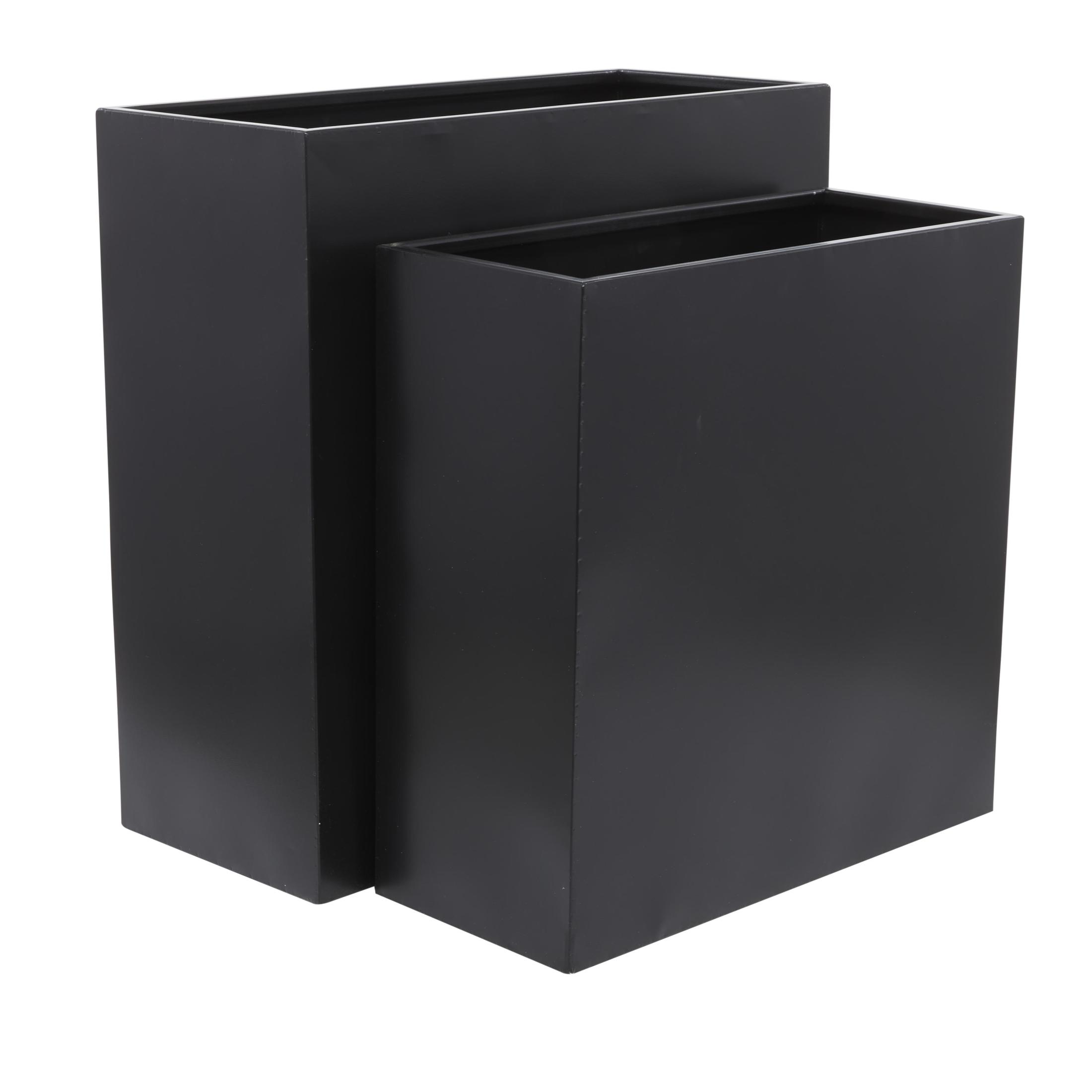DecMode 28", 24"H Black Metal Planter (2 Count)