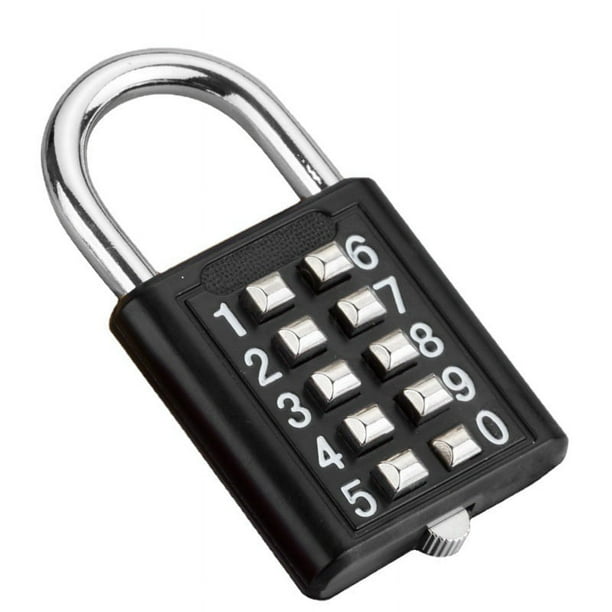 Cerradura de combinación de llave de 10 dígitos, candado fijo para puerta de armario de gimnasio, caja de herramientas, para personas mayores ciegas de 10 dígitos