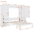 thumbnail image 5 of Queen Size Murphy Bed with Closet ,Drawers and Shelves, Solid Wood Wall Bedframe for Multipurpose Guest Room or Home Office, Space-Saving, White, 5 of 8