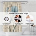 thumbnail image 6 of Blue Flower Bathroom Shower Curtain Butterfly Watercolor Floral Beige Minimalist Aesthetic Art Shower Curtain Polyester Waterproof Fabric Home Decor Shower Curtain with Hooks, 72x84 Inch, 6 of 6