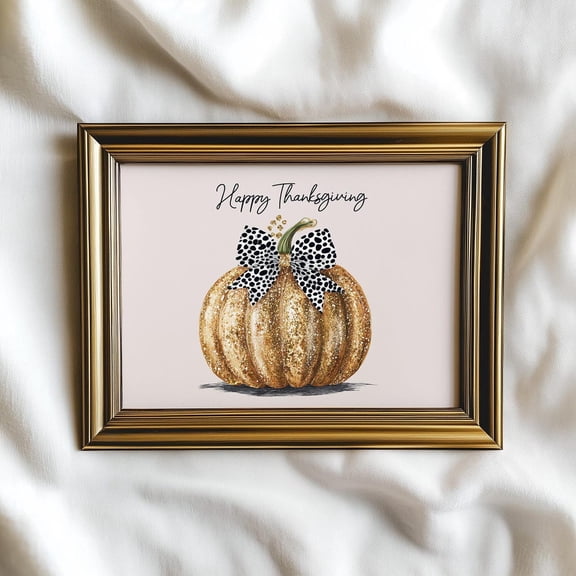 Thanksgiving Pumpkin Coquette Fall Seasonal Decorative Interior Home Wall Art Poster