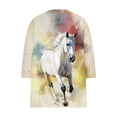 thumbnail image 5 of Women's Tops, Tees & Blouses 3/4 Sleeve,Womens Tops Horse Printed 3/4 Sleeve Western Vintage 3D Graphic T Shirts Vneck Funny Gift Shirts Equestrian Cowgirl Blouse, 5 of 5