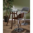 thumbnail image 3 of Fabrizzi Mid-Century Modern Adjustable Barstool With Swivel In Chrome, Walnut And Grey Noise Fabric - Set Of 2, 3 of 12