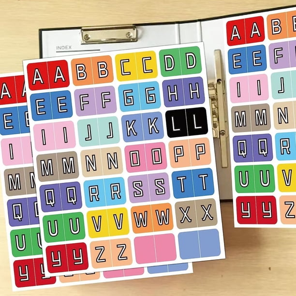 26 Letters Index File Folder Labels Multicolor Alphabet Tabs Alphabet A ...